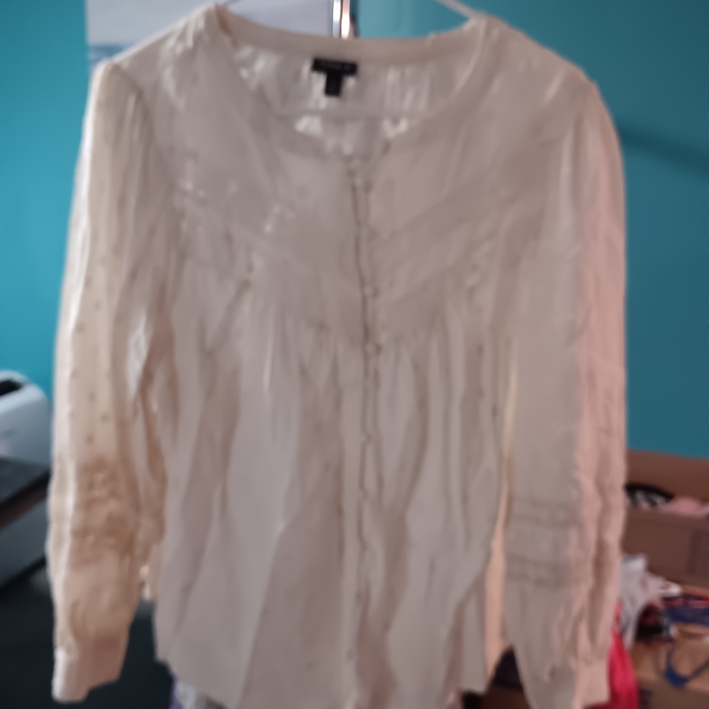 Torrid Cream Button-Front Blouse